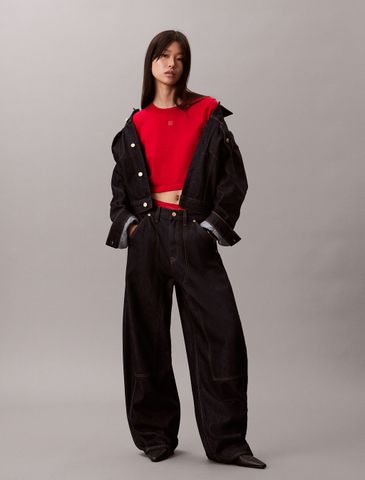 Calvin Klein - Áo Thun Tay Ngắn Nữ Lunar New Year Mercerized Cotton Calvin Klein Emblem Baby Tee