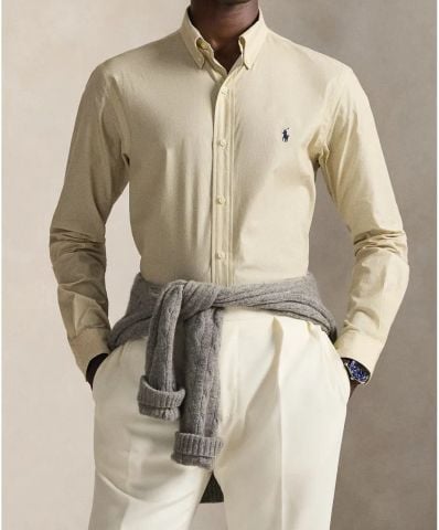 Ralph Lauren - Áo Sơ Mi Tay Dài Nam Custom Fit Stretch Poplin Coastal Beige