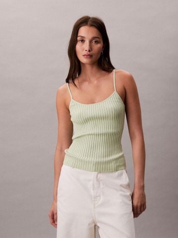 Calvin Klein - Áo len ba lỗ nữ Liquid Shine Ribbed Tank Top