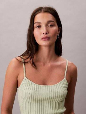 Calvin Klein - Áo len ba lỗ nữ Liquid Shine Ribbed Tank Top - 4
