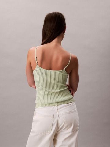 Calvin Klein - Áo len ba lỗ nữ Liquid Shine Ribbed Tank Top - 3
