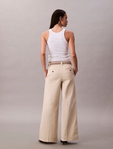 Calvin Klein - Quần dài ống rộng nữ CK Premium Cotton Chino Pant - 3