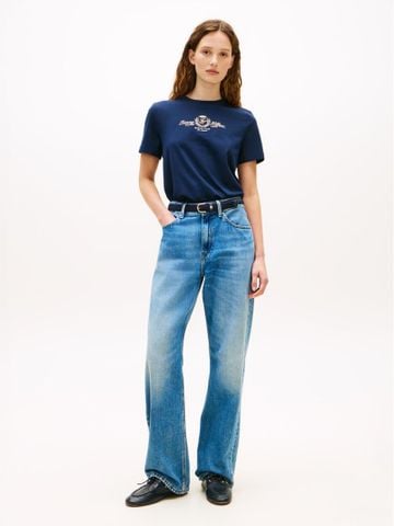 Tommy Hilfiger - Áo Thun Tay Ngắn Nữ Im Lurex Varsity Regular Crew Neck Short Sleeve Tee
