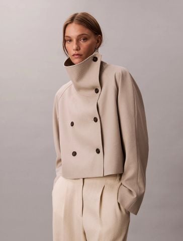 Calvin Klein - Áo Trench Coat Nữ Cropped Wool Trench - 3