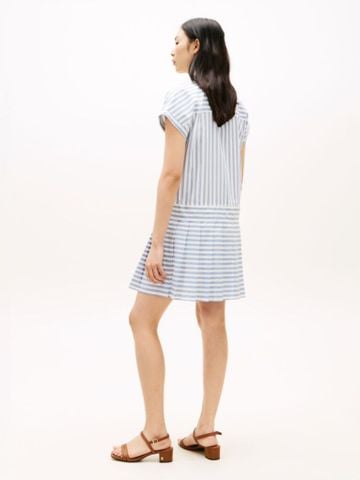 Tommy Hilfiger - Đầm Tay Ngắn Nữ Gold-Tone Button Relaxed Mini Shirt Dress