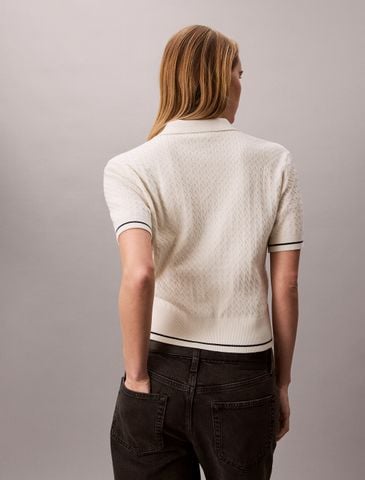 Calvin Klein - Áo Len Nữ Cable Knit Short Sleeve Jumper