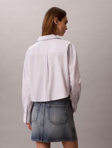 Calvin Klein - Áo Sơ Mi Nữ Cropped Cotton Poplin Stripe Shirt - 2