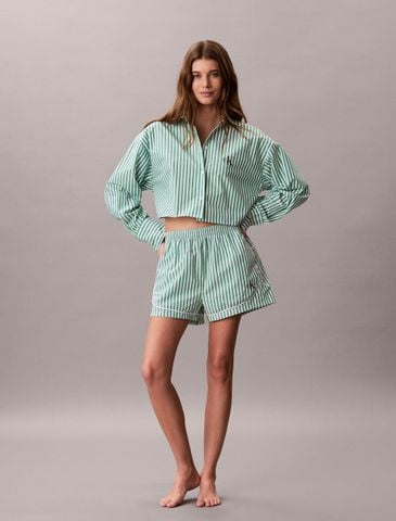 Calvin Klein - Áo Ngủ Nữ Cropped Cotton Poplin Pyjama Top - 3