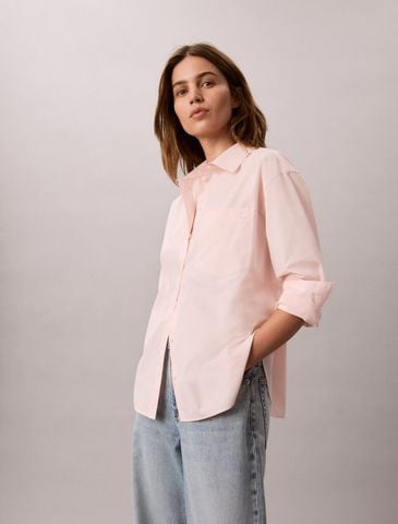 Calvin Klein - Áo Sơ Mi Nữ Relaxed Cotton Poplin Shirt