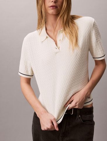 Calvin Klein - Áo Len Nữ Cable Knit Short Sleeve Jumper