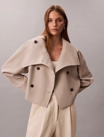 Calvin Klein - Áo Trench Coat Nữ Cropped Wool Trench