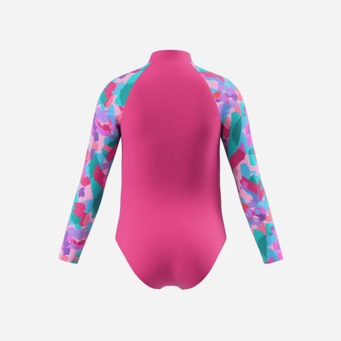 SPEEDO - SUNPROTECT SWIMMING COMPLETE SUN PROTECTION GIRLS PRINT LONG SLEEVE ZIP SWIMSUIT / PRINT LONG SLEEVE ZIP SWIMS