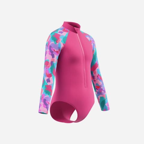 SPEEDO - SUNPROTECT SWIMMING COMPLETE SUN PROTECTION GIRLS PRINT LONG SLEEVE ZIP SWIMSUIT / PRINT LONG SLEEVE ZIP SWIMS - 2