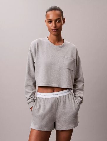 Calvin Klein - Áo ngủ nữ Logo Cotton Jersey Cropped Tee