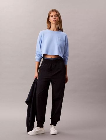 Calvin Klein - Áo ngủ nữ Logo Cotton Jersey Cropped Tee - 2