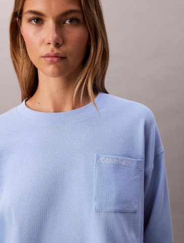 Calvin Klein - Áo ngủ nữ Logo Cotton Jersey Cropped Tee - 3