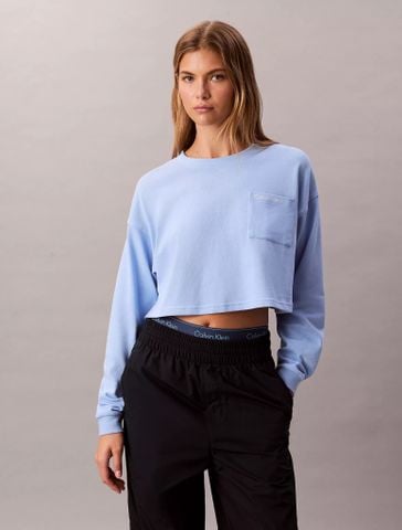 Calvin Klein - Áo ngủ nữ Logo Cotton Jersey Cropped Tee - 4