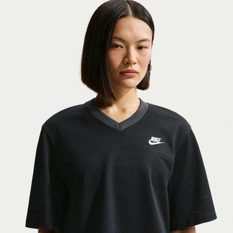 Nike - Áo Tay Ngắn Thể Thao Nữ Sportswear Women's Oversized Heritage Cropped Mesh Jersey