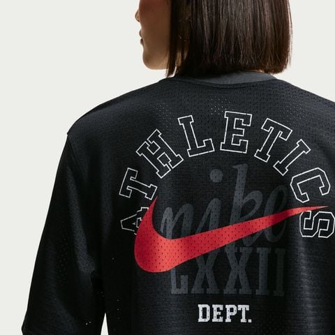 Nike - Áo Tay Ngắn Thể Thao Nữ Sportswear Women's Oversized Heritage Cropped Mesh Jersey
