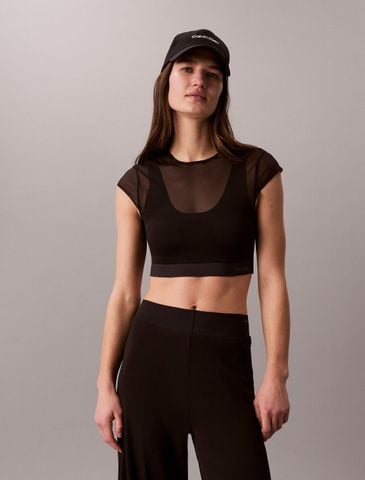 Calvin Klein - Áo Ngực Thể Thao Nữ Cropped Performance Mesh Sports Bra Top