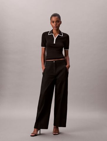 Calvin Klein - Quần dài nữ Cotton Twill Logo Tape Trousers