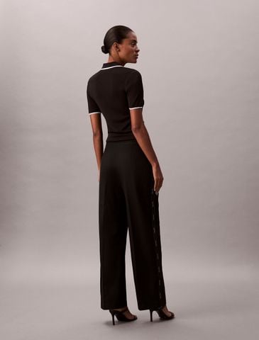 Calvin Klein - Quần dài nữ Cotton Twill Logo Tape Trousers - 3