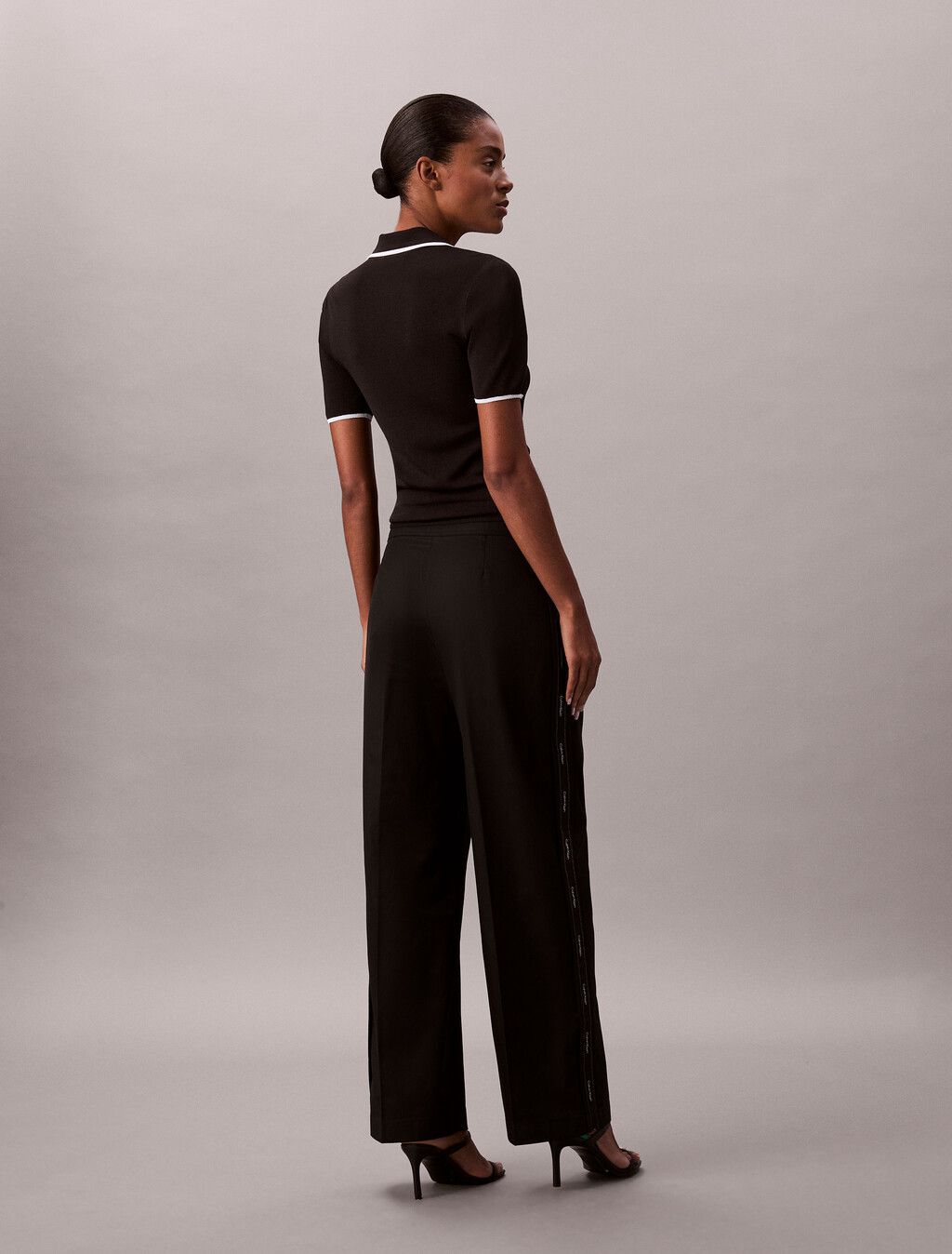 Calvin Klein - Quần dài nữ Cotton Twill Logo Tape Trousers