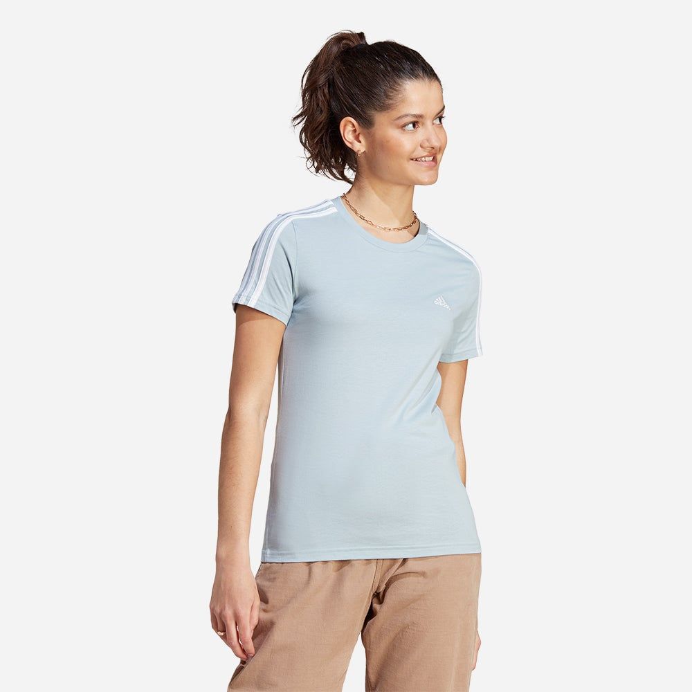 adidas - Áo thun thời trang Nữ Women's Adidas Essentials Slim 3-Stripes T-Shirt - Blue