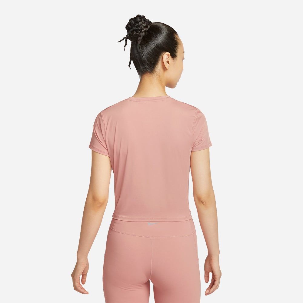 Nike - Áo thun tay ngắn tập luyện Nữ Women's One Classic Twist Short-Sleeve T-Shirt - Pink