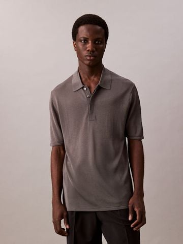 Calvin Klein - Áo polo dệt kim nam Sheer Polo Jumper Polo
