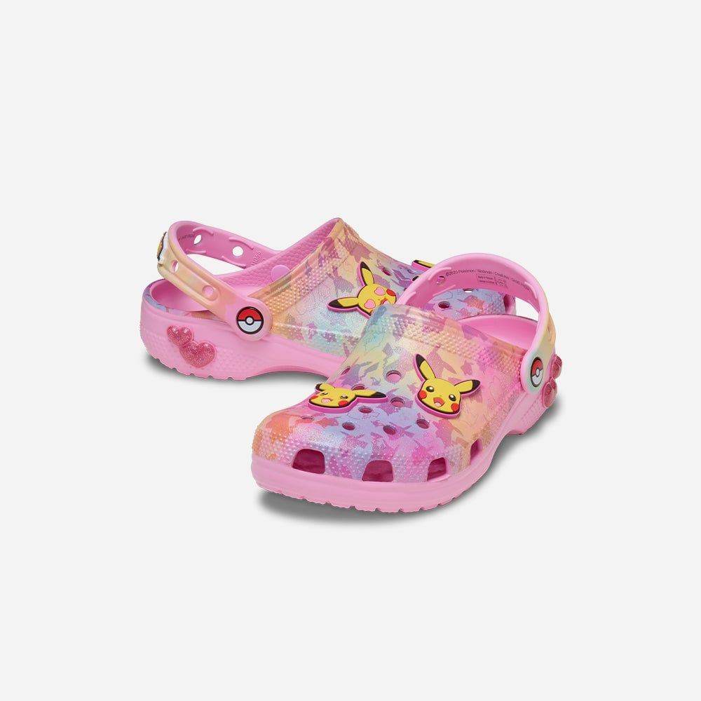 Crocs - Xăng đan trẻ em Pikachu Pink Classic Clog Kid Multi Clog