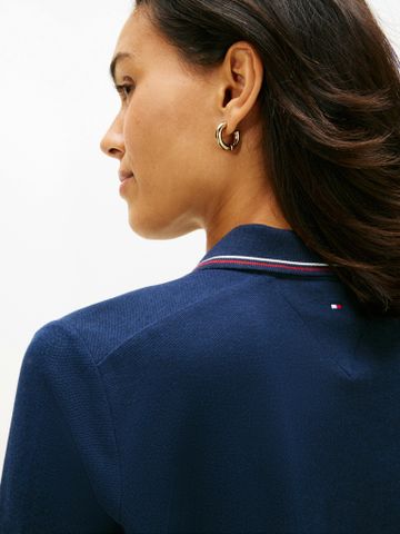 Tommy Hilfiger - Áo Thun Có Cổ Nữ TH Script Lyocell Zip Short Sleeve Polo