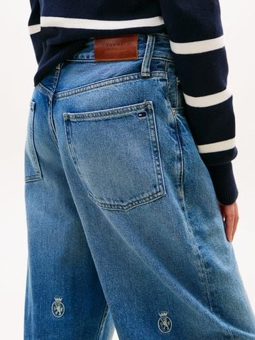 Tommy Hilfiger - Quần Jean Dài Nữ Crest Embroidery Mid Rise Barrel Leg Jeans - 2