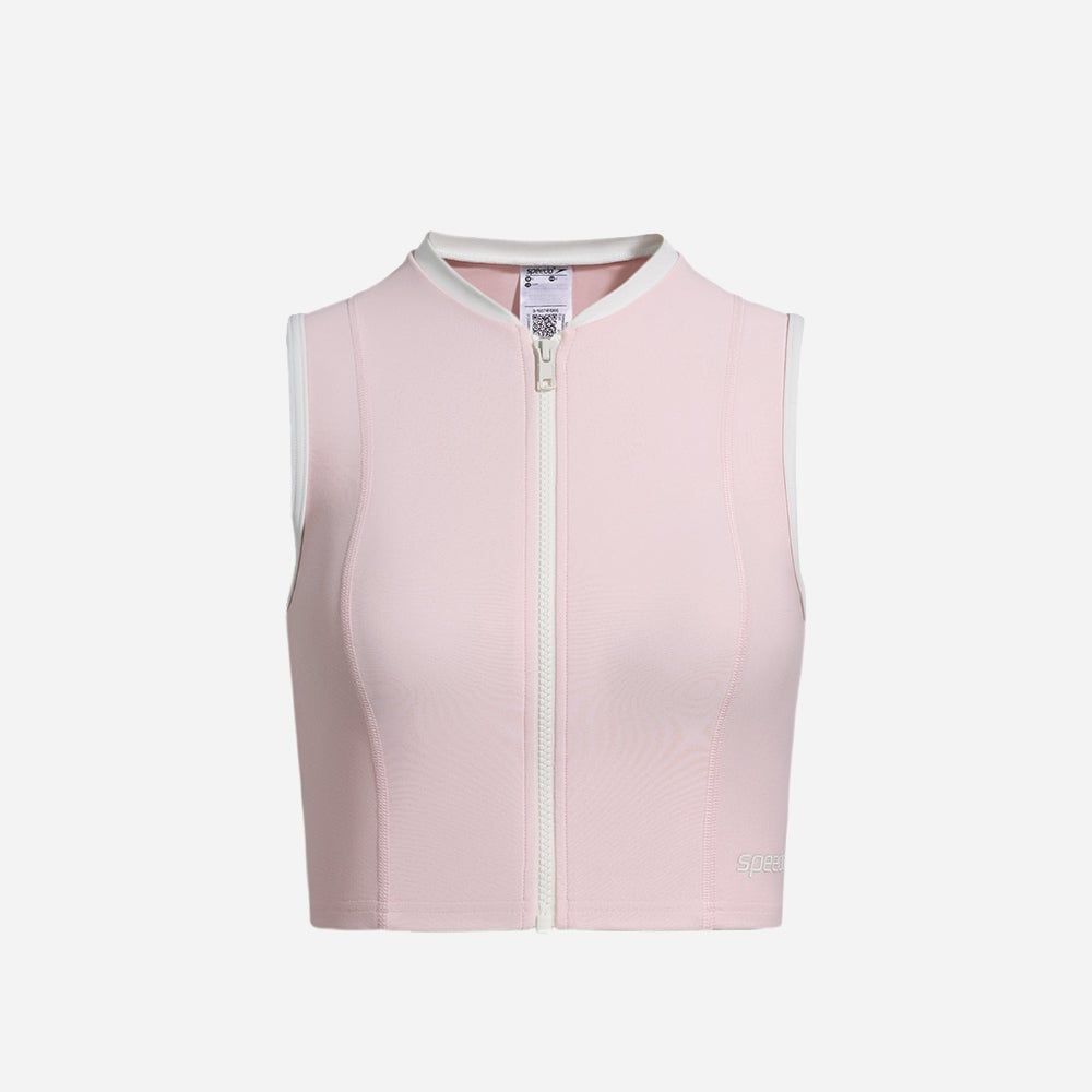 Speedo - Đồ bơi 1 mảnh nữ 2025 Sun Protection Crop Zip Vest Tankini Top