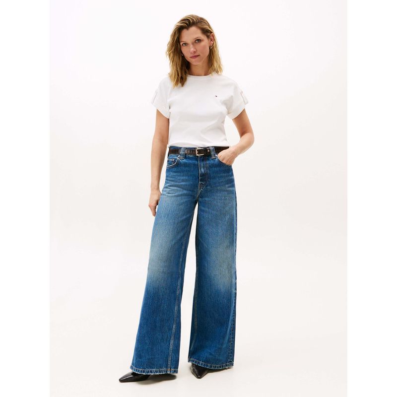 Tommy Hilfiger - Áo thun tay ngắn nữ TH Slim Roll Tab T-Shirt