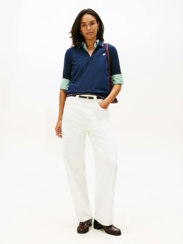 Tommy Hilfiger - Áo Thun Có Cổ Nữ TH Script Lyocell Zip Short Sleeve Polo