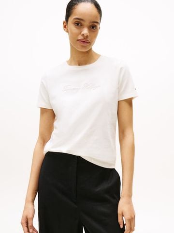 Tommy Hilfiger - Áo thun tay ngắn nữ Logo Embroidery Crew Neck T-Shirt