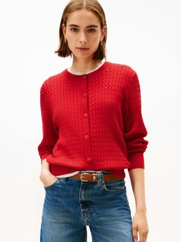 Tommy Hilfiger - Áo khoác len mỏng tay dài nữ Cable Knit Cardigan