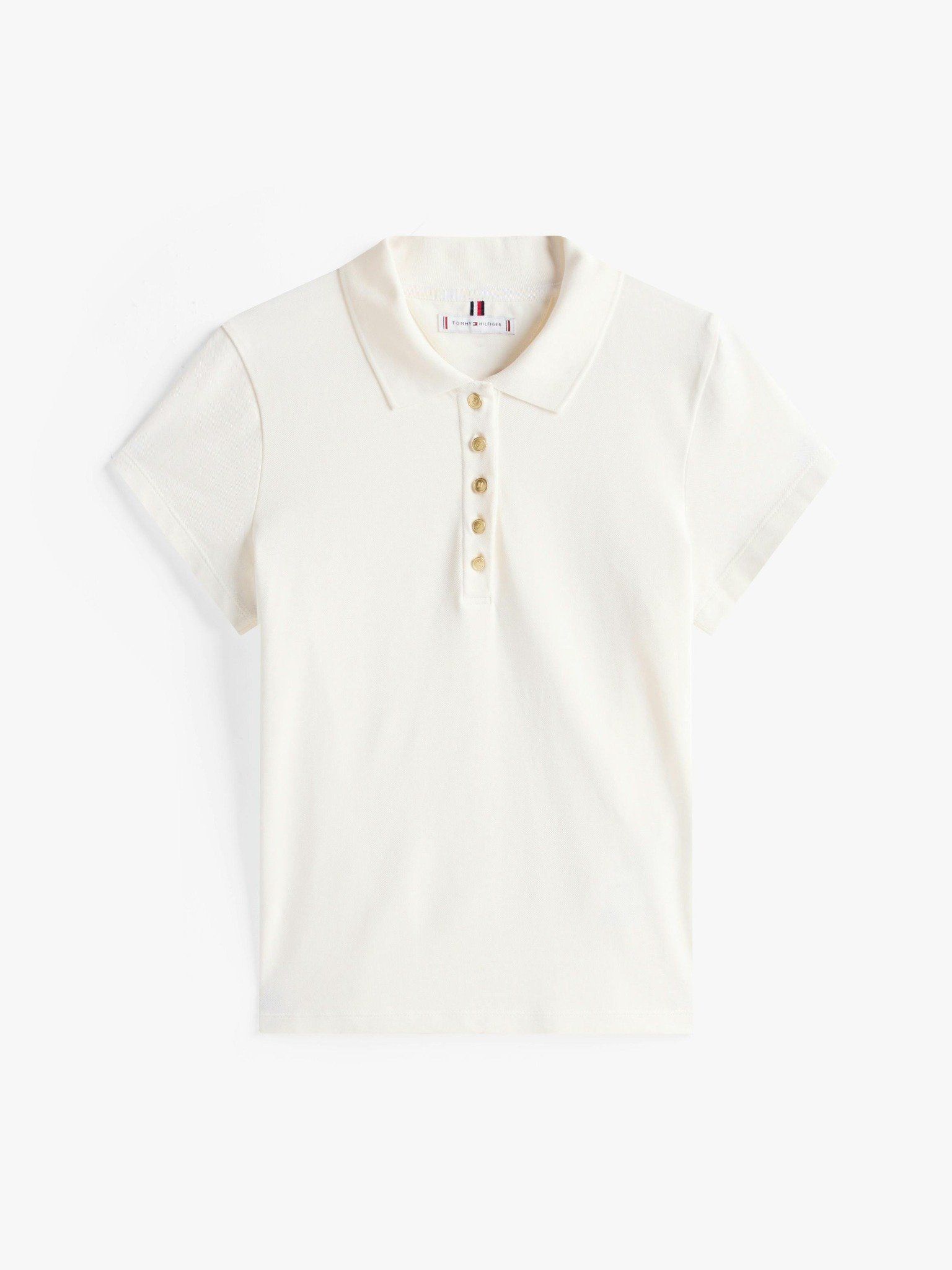 Tommy Hilfiger - Áo thun có cổ polo tay ngắn nữ Gold-Tone Button Slim Fit Polo Shirt