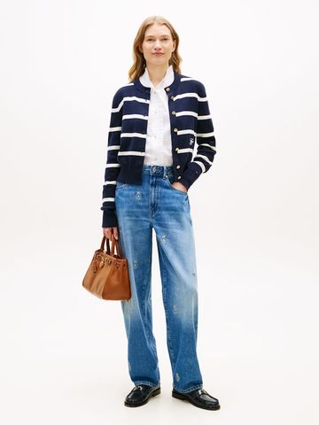 Tommy Hilfiger - Quần Jean Dài Nữ Crest Embroidery Mid Rise Barrel Leg Jeans