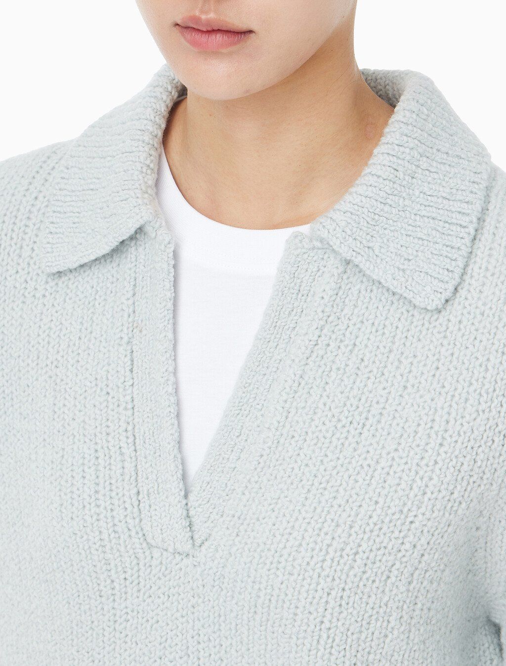 Calvin Klein - Áo len tay dài nữ Merino Wool Boucle Polo Sweater