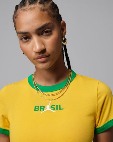 Nike - Áo Tay Ngắn Thể Thao Nữ Jordan Women's Graphic Brazil Crew-Neck Top