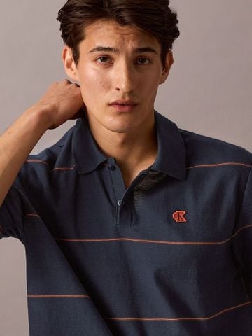 Calvin Klein - Áo polo tay ngắn nam Stripe Relaxed Polo Shirt