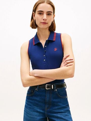 Tommy Hilfiger - Áo Thun Có Cổ Nữ 1985 Slim Fit Pique Sleeveless Polo Shirt