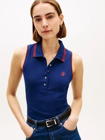 Tommy Hilfiger - Áo Thun Có Cổ Nữ 1985 Slim Fit Pique Sleeveless Polo Shirt - 4