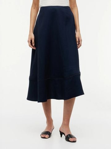 Tommy Hilfiger - Chân Váy Nữ Logo Flare Midi Skirt With Linen