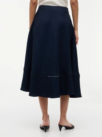 Tommy Hilfiger - Chân Váy Nữ Logo Flare Midi Skirt With Linen - 2
