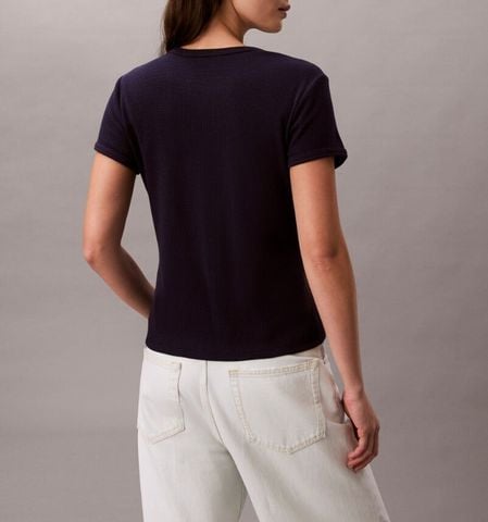 Calvin Klein - Áo Thun Tay Ngắn Nữ Monogram Patch Slim Waffle