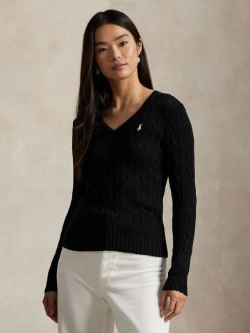 Ralph Lauren - Áo Len Nữ Cable-Knit Cotton V-Neck Sweater