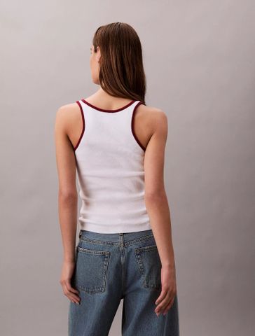 Calvin Klein - Áo ba lỗ dệt kim nữ Contrast Trim Rib Tank Top - 2